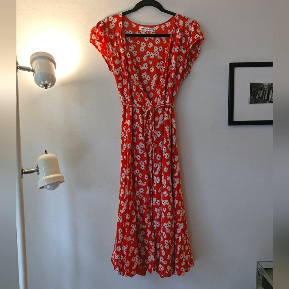 Reformation Carina Floral Wrap Dress Size Large